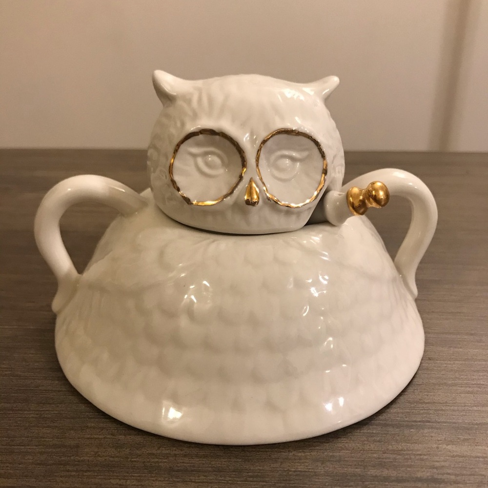 Anthropologie Owl Sugar Jar with Spoon
